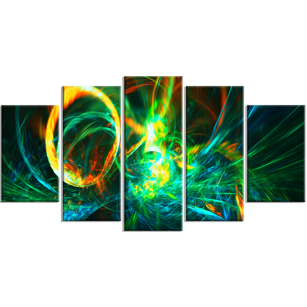 Fire Green Abstract Art on canvas #PT3025 | Finecraft Art