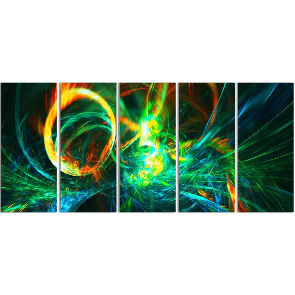 Fire Green Abstract Art on canvas #PT3025 | Finecraft Art